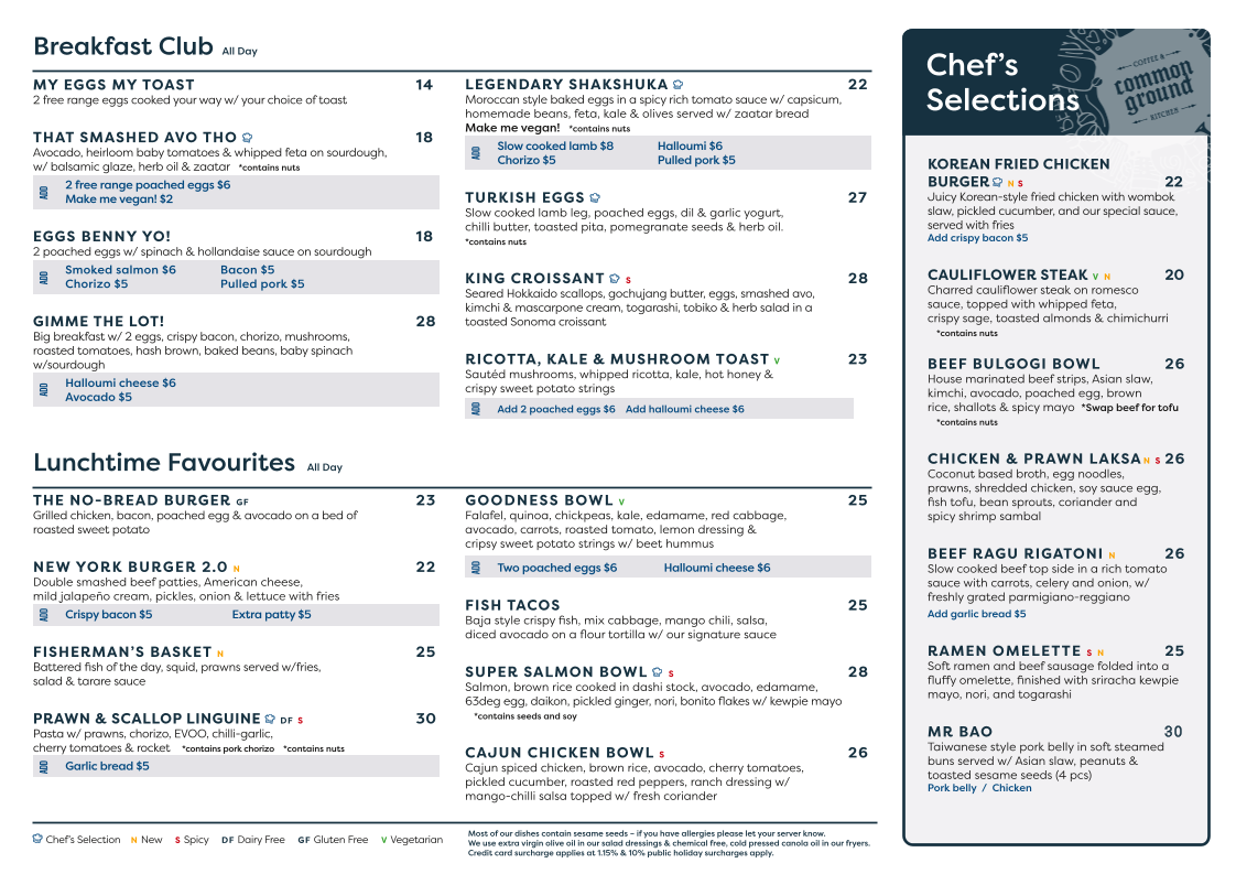 Menu Common Ground Coffee & Kitchen Hurstville-1