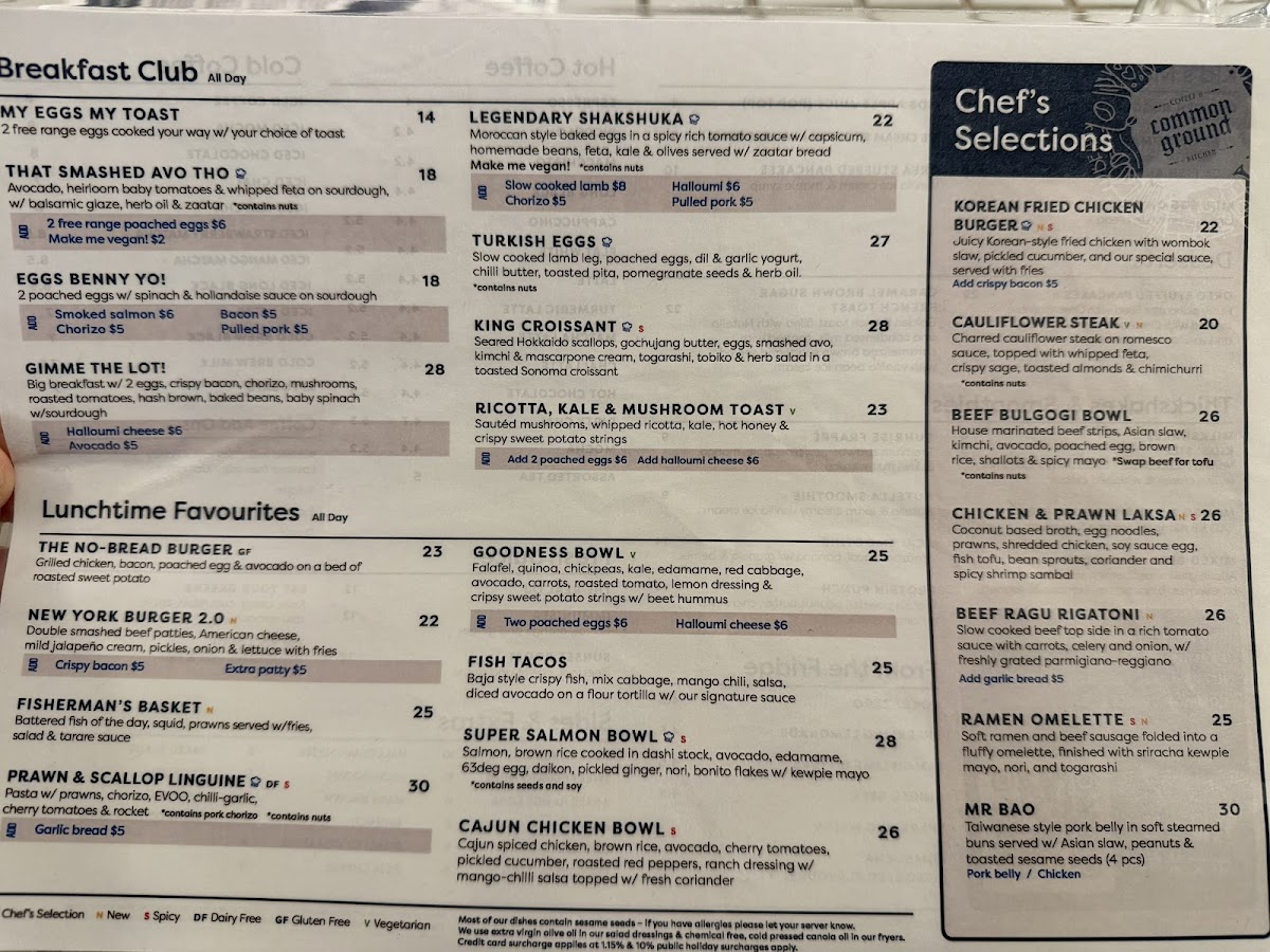 Menu Common Ground Coffee & Kitchen Hurstville-9